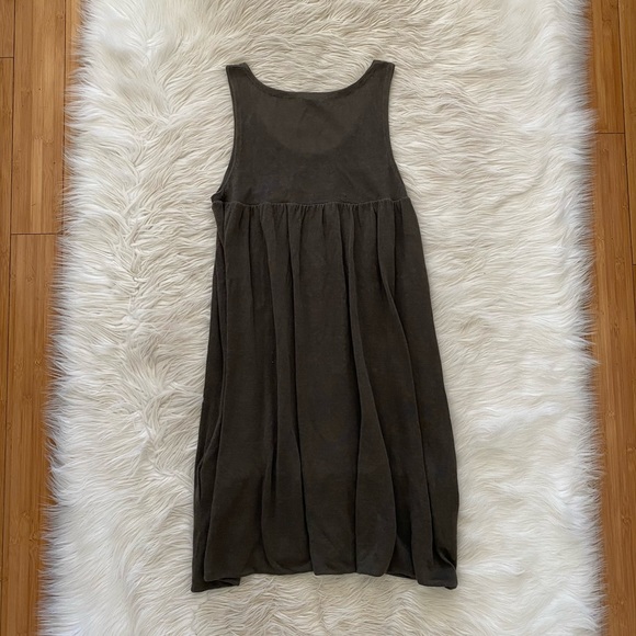 Theory Olive Green Linen Silk Knit Sleeveless Scoop Neck Bubble Hem Dress Tunic - Picture 7 of 11